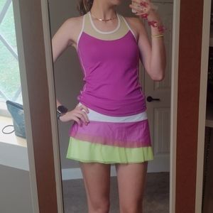 LIL Women's Tennis matching set, Size XS 0-2, Purple/Neon Yellow/White